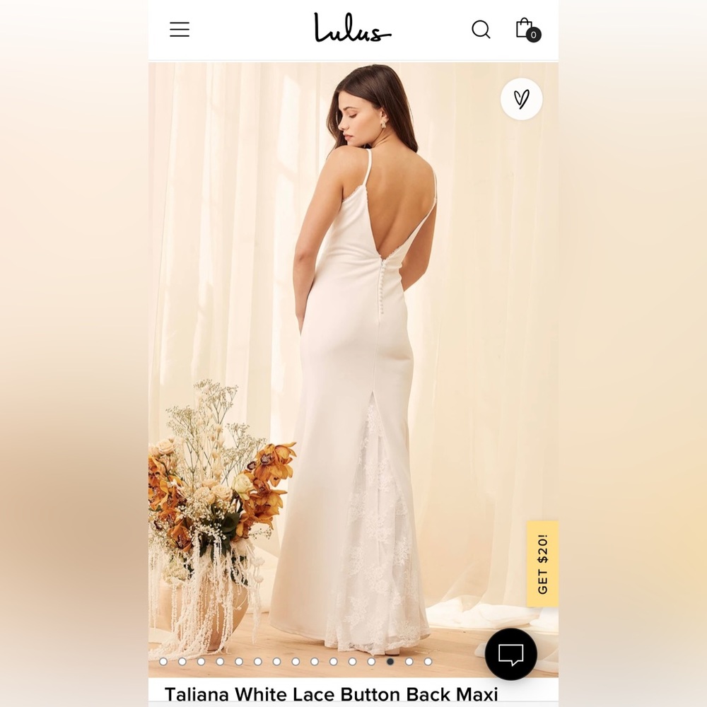 Lulus Taliana White Lace Button Back Maxi Dress Size Small